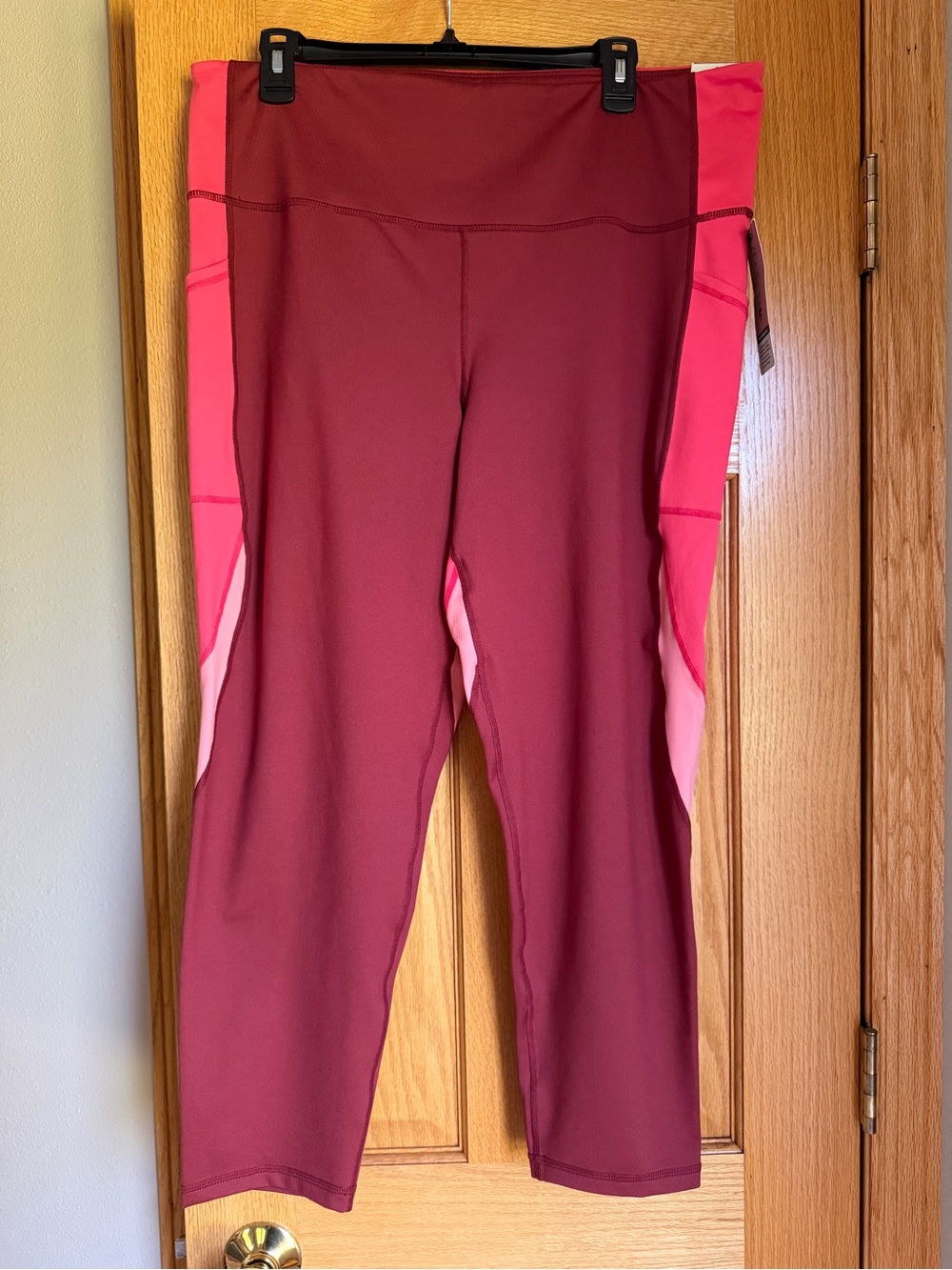Ideology NWT Colorblock High Rise 7/8 Leggings Fruity Red Pear XXL Pockets